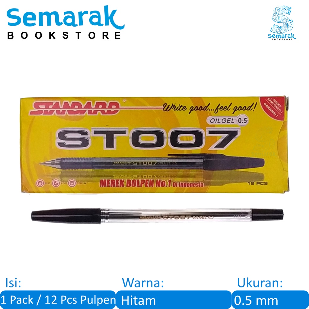 

Standard ST007 Pulpen Oil Gel Alfa Tip 0.5 - Hitam [1 Pack / 12 Pcs]