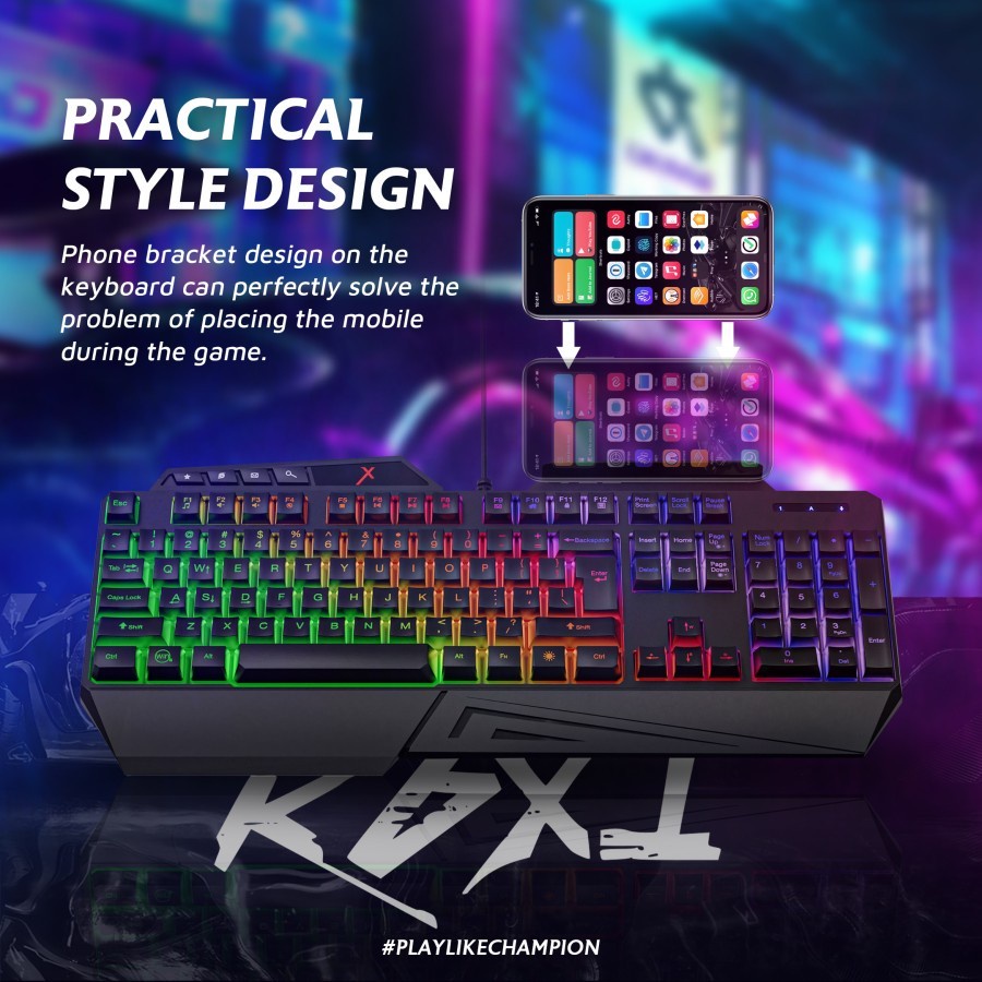 JETE Keyboard Gaming KBX1 RGB Wired 3600 DPI