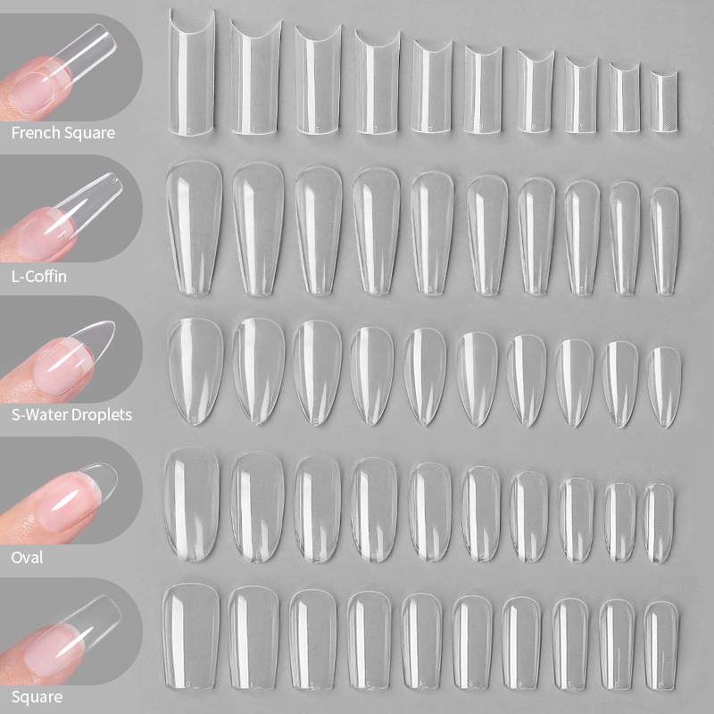 100pcs / Set Kuku Palsu Pendek Full Cover Untuk Nail Art Diy