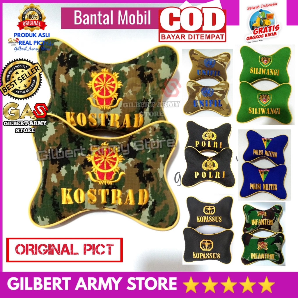 GILBERT ARMY STORE Bantal Mobil Logo Siliwangi Bordir Hijau Tni