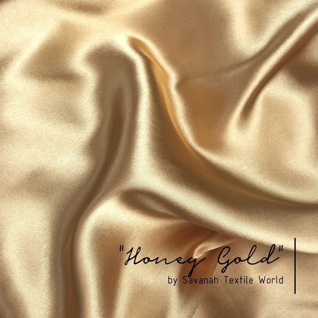 1/2 meter Kain Satin Silk Maxmara/ Sateen Sutra PREMIUM luxury-Honey Gold
