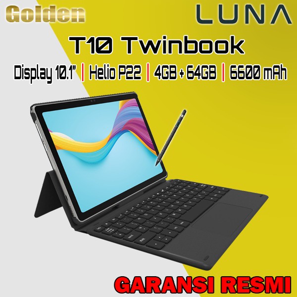 LUNA T10 Twinbook Tablet 10 inch 4/64 Ram 4GB Internal 64GB Garansi Resmi