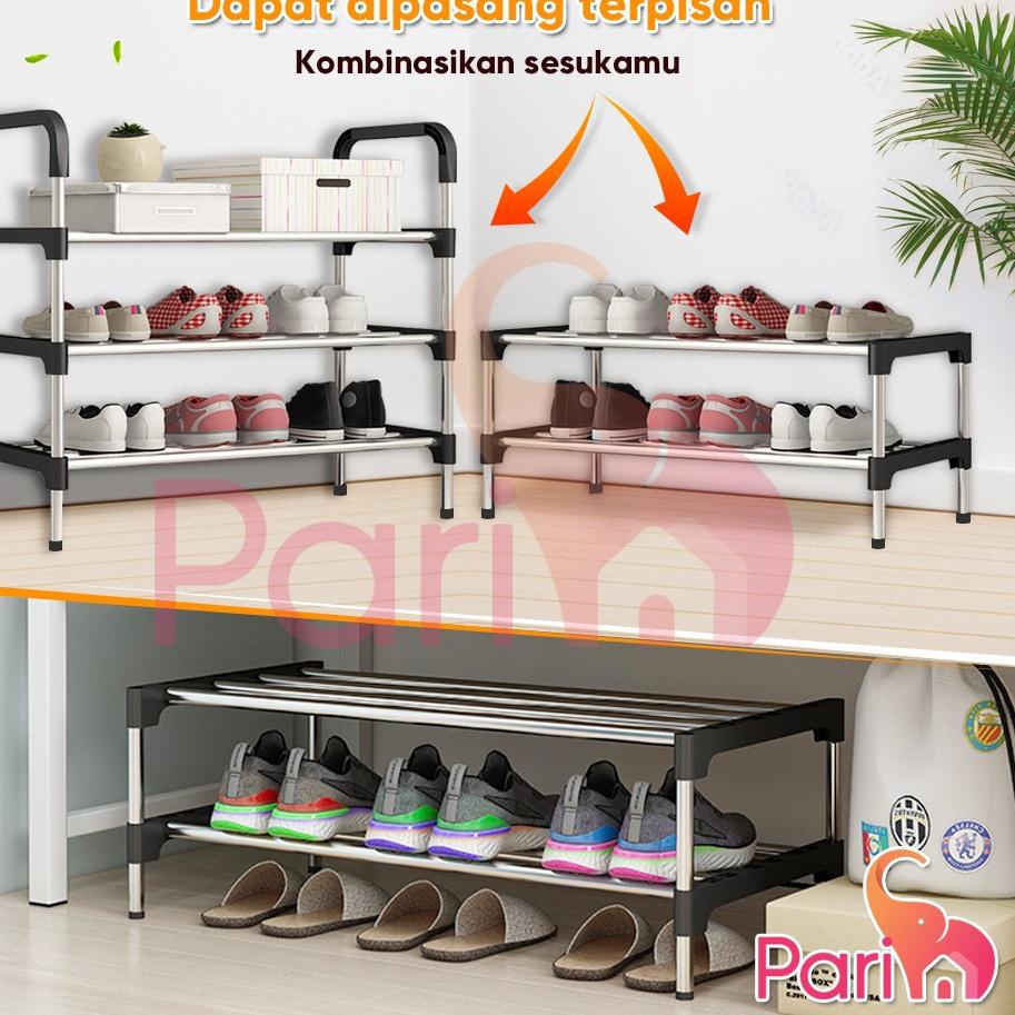 ➨ PARIM Rak Sepatu 5 Tingkat Tempat Sepatu Sandal 5 Susun Rangka Besi & Plastik YK-216 ☁