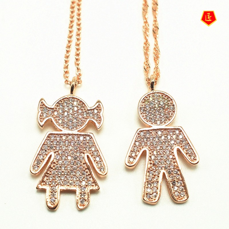 [Ready Stock]European and American Boys and Girls Couple's Pendant Micro-Inlaid Full Diamond