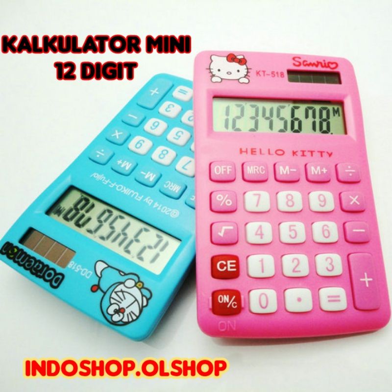 

KALKULATOR MINI SAKU ELEKTRONIK DORAEMON/HELLO KITTY ⭐ INDOSHOP ⭐