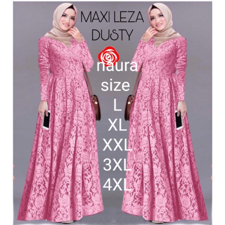 Maxi leza / Ada size super jumbo (Size L,XL,XXL,3XL,4XL)Baju gamis brokat Tulang Gliter Import / busana muslim / Dress acara-6
