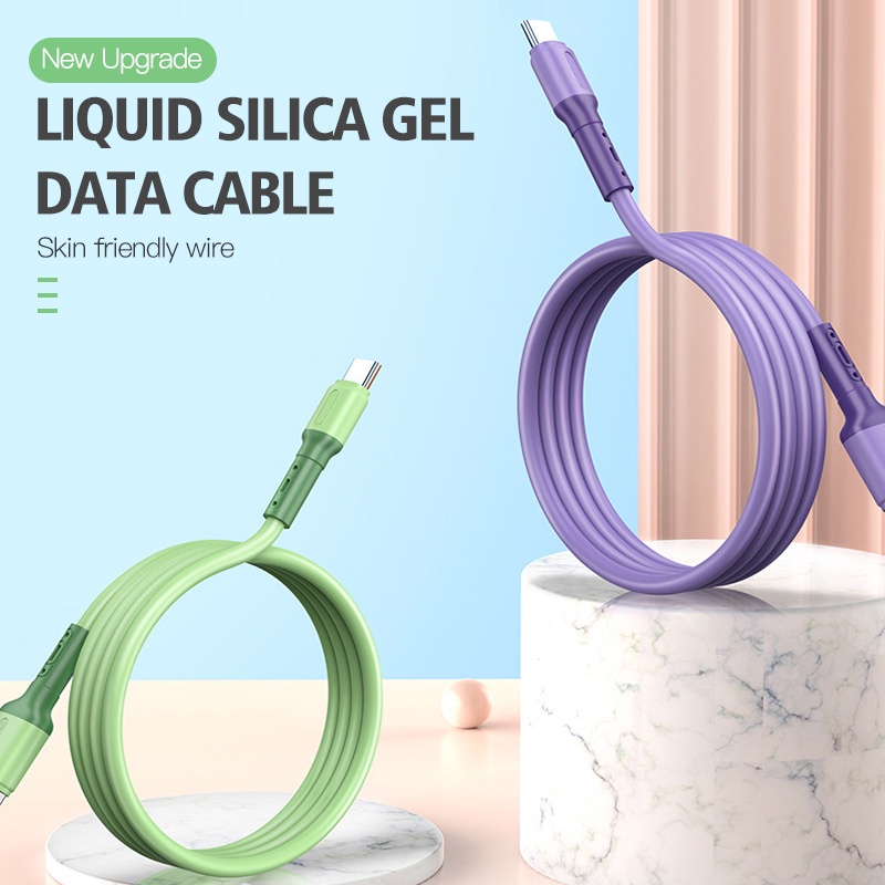 Kabel Data / Charger Micro Usb / Tipe c Fast Charging Bahan Silikon Warna Macaron Untuk Android