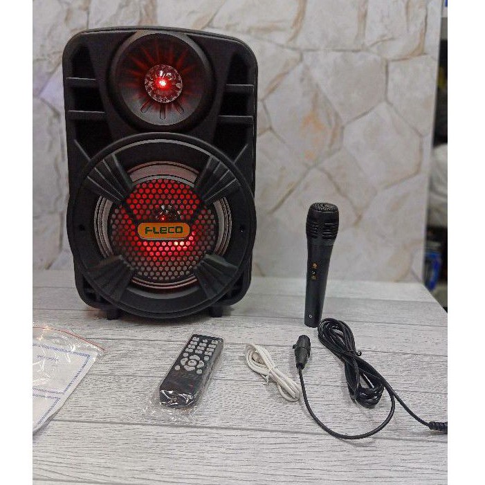 Speaker Bluetooth Karaoke Fleco F-804N 8'5 Inch (Bonus Mic+Remote)