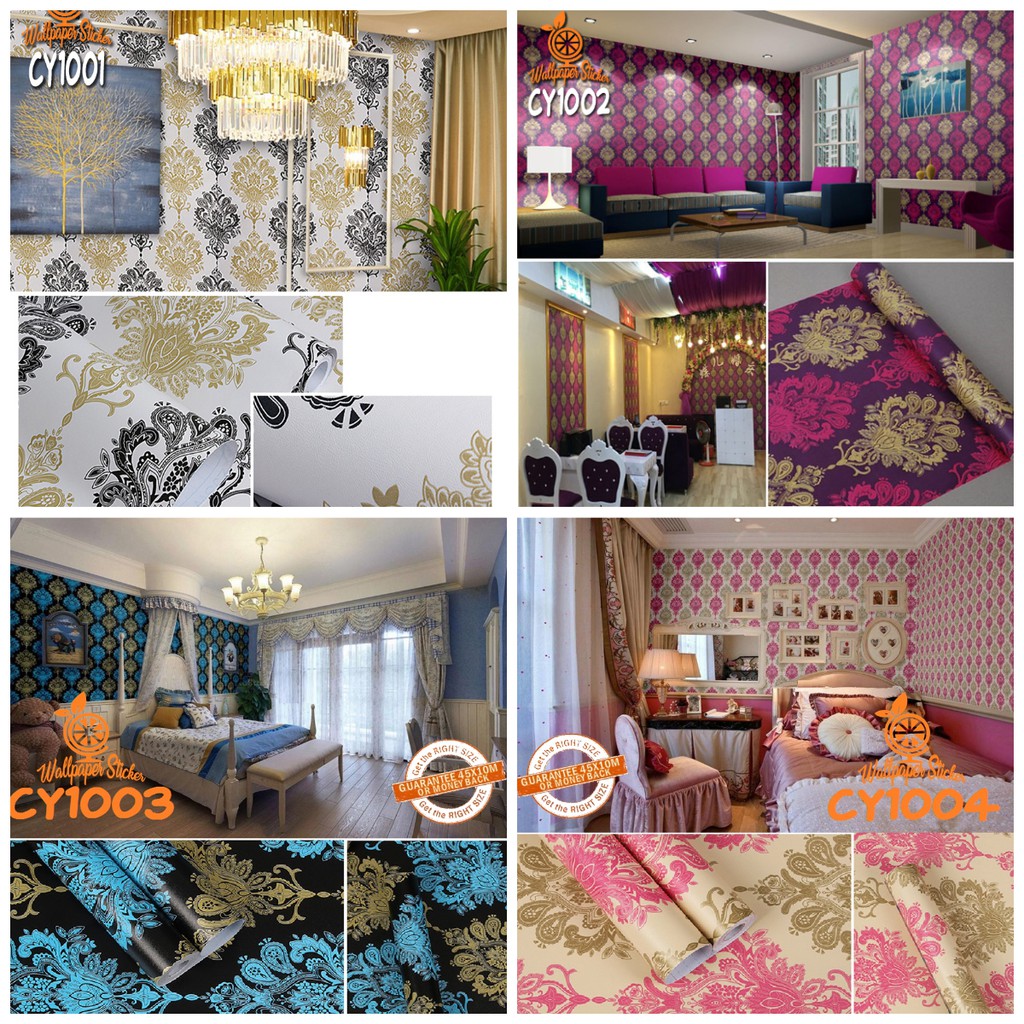 Wallpaper dinding 3d motif elegant / Wallpaper dinding kamar tidur anak wallpaper stiker dinding rumah Cy1002 45cm x 9m Motif Batik