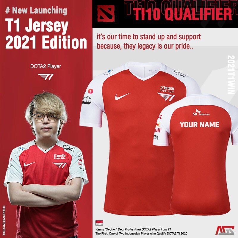 Jual Jersey T1 Esport Dota 2 Terbaru 2021 Free Custome Nama Shopee