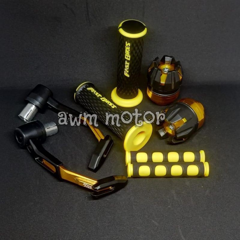 Paket Acc Motor Proguard + Handgrip fastbiker + Karet Handle + Jalu As Naga Paket 4 item Universal