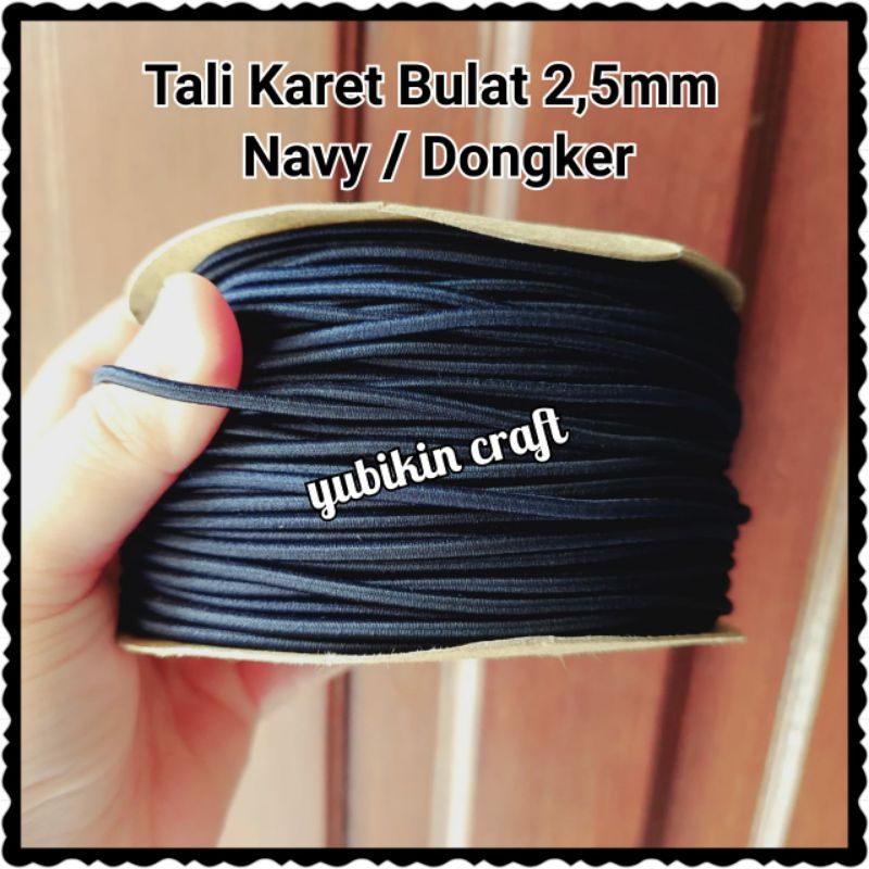 

1 Meter Tali Karet Bulat 2,5mm Elastis Elastic Warna Navy Dongker