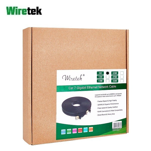 Wiretek Kabel LAN Cat 7 Gigabit Ethernet Network FLAT Cable 5 meter