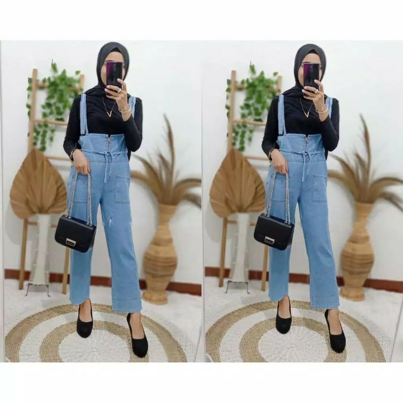 Celana Panjang Overall Jeans wanita // Celana Panjang Overall Jeans  Premium