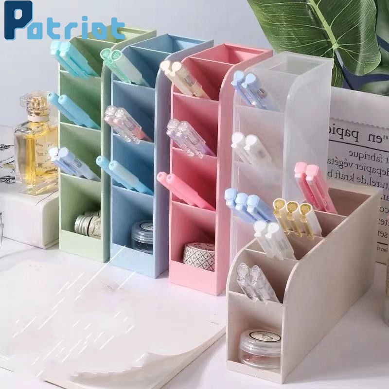 Ins Macaron Desktop Pens Brush Organizer / Student Stationery Holder Divider Organizer / School Supplies Storage Box