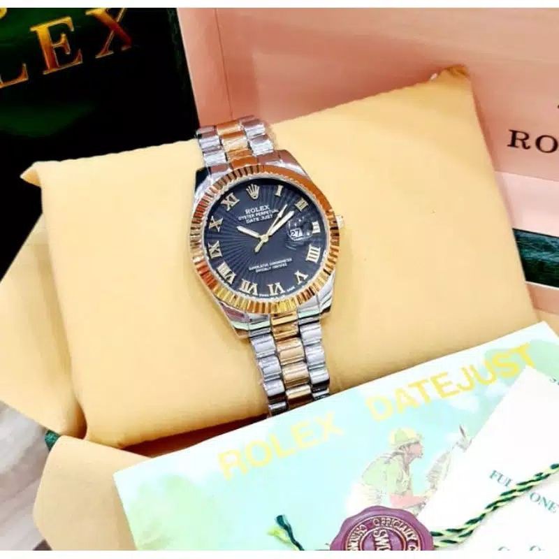 (COD) JAM TANGAN WANITA ROLEX 2118 PAKET / JAM ORIGINAL STAINLESS FREE BOX - PAPER BAG - KARTU