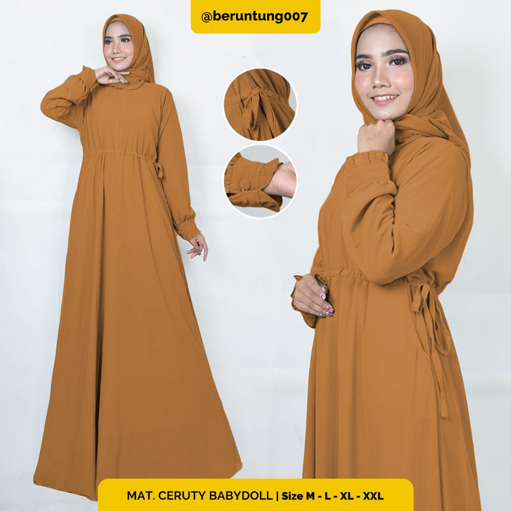 GAMIS CERUTY BABYDOLL KUNING KUNYIT POLOS - GAMIS PREMIUM - GAMIS TERBARU - GAMIS REMAJA