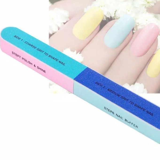 Nail Buffer 7 Steps Alat Penghalus Kuku Amplas Kikir Nail Art Manicure Pedicure Perawatan Pengkilap