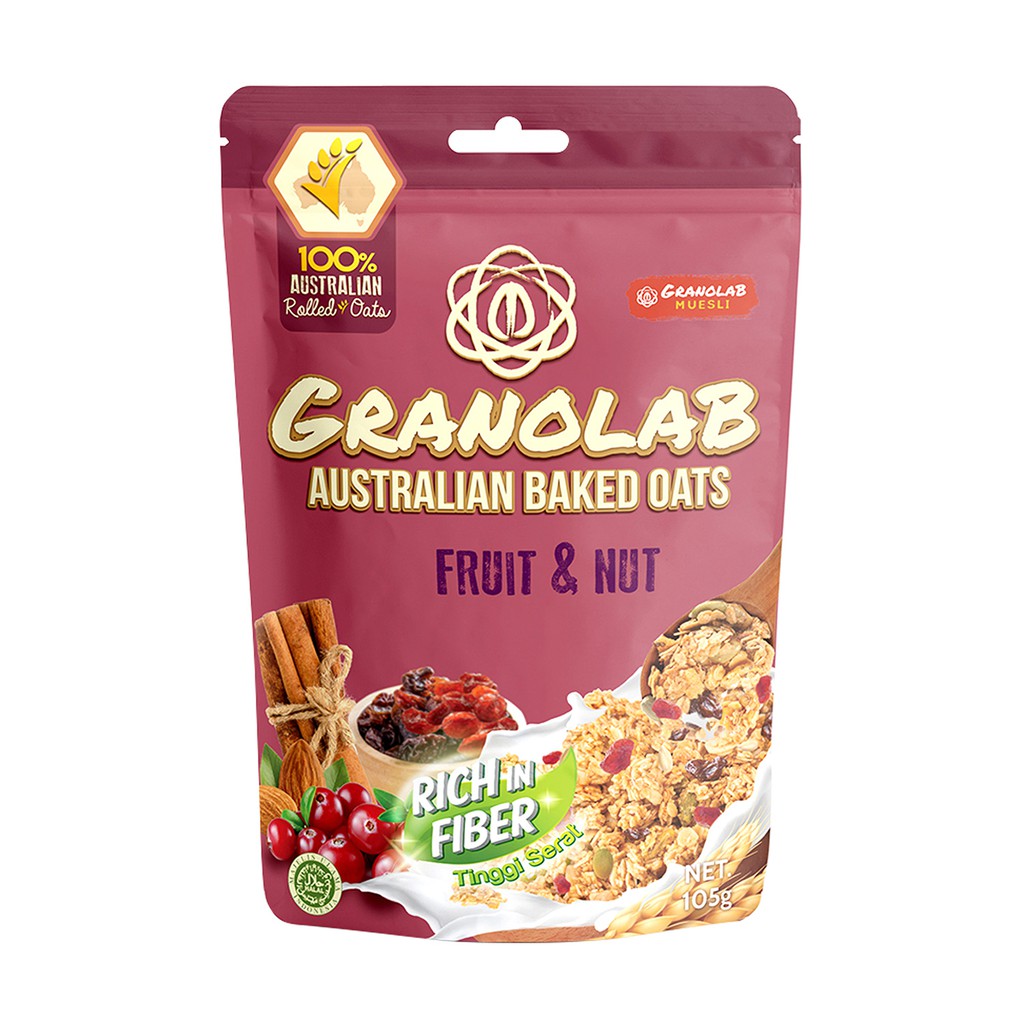 

GRANOLAB MUESLI Sereal Granola Sehat GRANOLAB rasa Fruit and Nut 105 gr