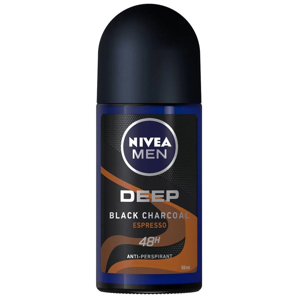 NIVEA MEN Personal Care Deodorant Deep Black Charcoal Espresso 48 JAM Roll-On 50 ml