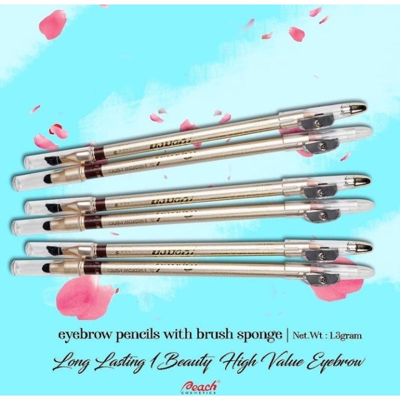 Peach Eyebrow pencil / with Brush / with sponge penghapus murah