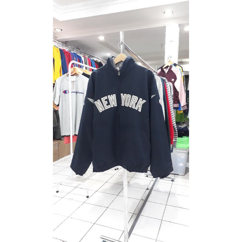 Jacket pria MLB New York Yankees BaseBall Majestic Navy On Field Therma Base Thermal FullZip Jacket