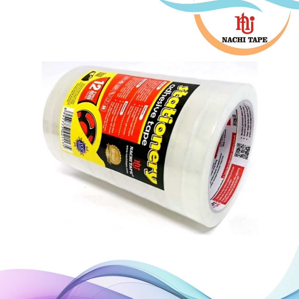 

STATIONERY TAPE TRANSPARANT / ISOLASI NACHI BENING 12 MM x 72 YARD (3 PCS)