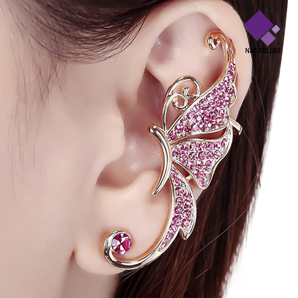 1pc Anting Ear Cuff Bentuk Sayap Kupu-Kupu Untuk Wanita