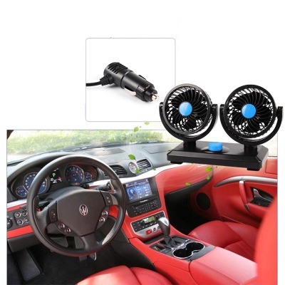 BRY11 - 1688 Kipas Pendingin Udara Mobil 360 Derajat Rotasi Ganda Kepala Ganda Elektrik DC 12V/24V