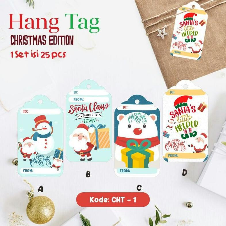 

CHRISTMAS HANGTAG 25PCS KADO PARCEL HAMPERS KARTU UCAPAN NATAL LABEL CUSTOM NAMA TEBAL MURAH PREMIUM