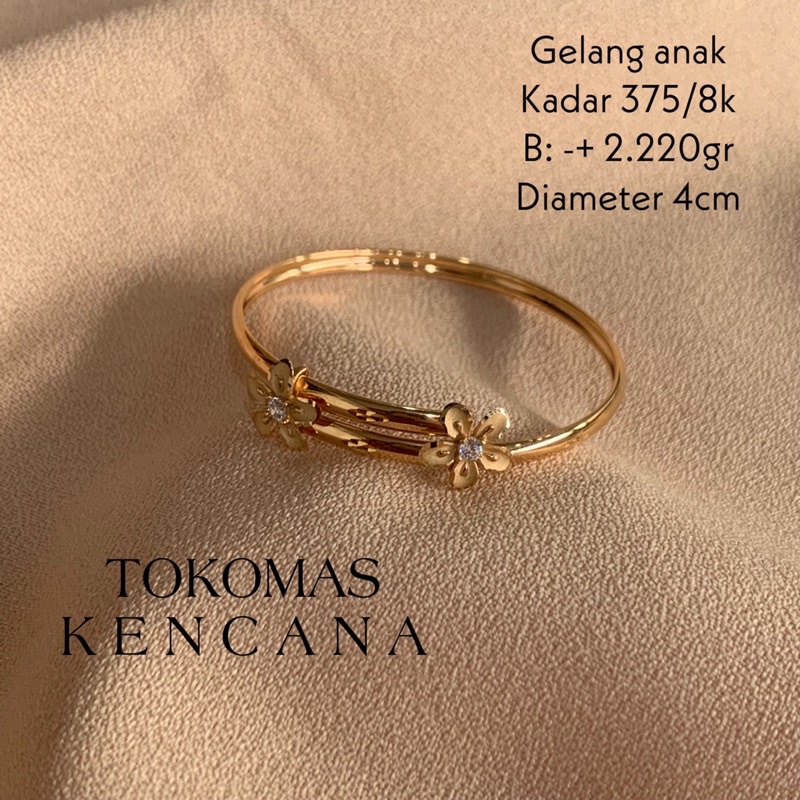GELANG BUNGA ANAK+KALUNG CATENA EMAS ASLI KADAR 375/8K