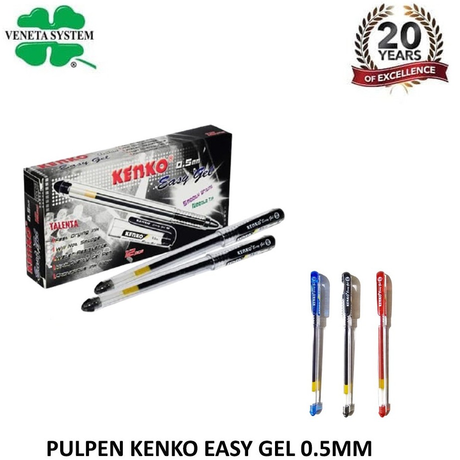 Bolpen / Pulpen Kenko 0.5 mm Easy Gel Warna Hitam / Biru