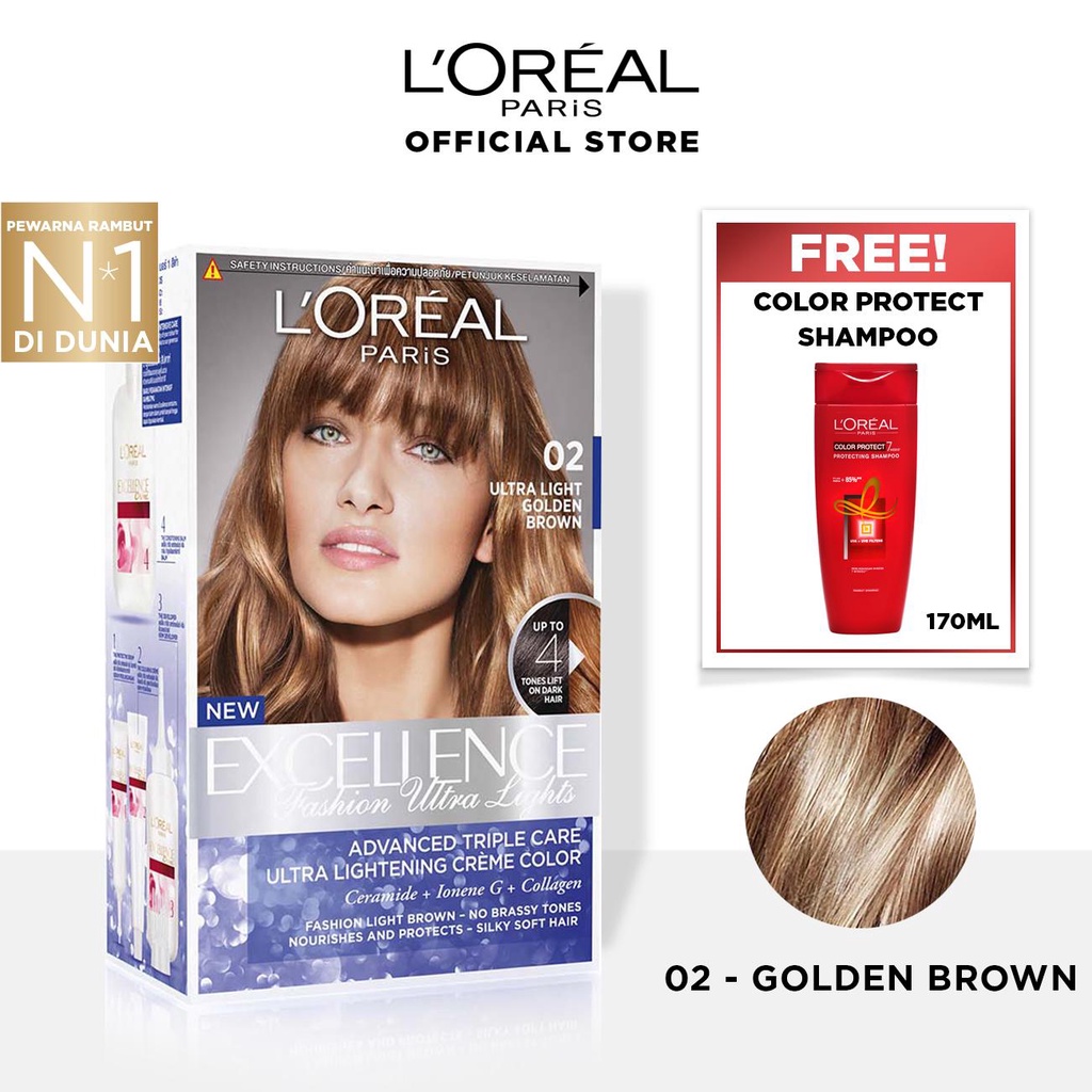 Jual L'Oreal Paris Excellence Hair Color Golden Brown + [Free] Color