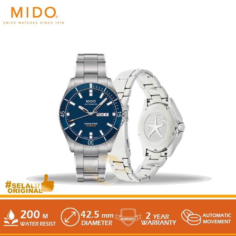Mido M026.430.11.041.00 Ocean Star Caliber 80 Automatic Blue Dial Stainless Steel Strap