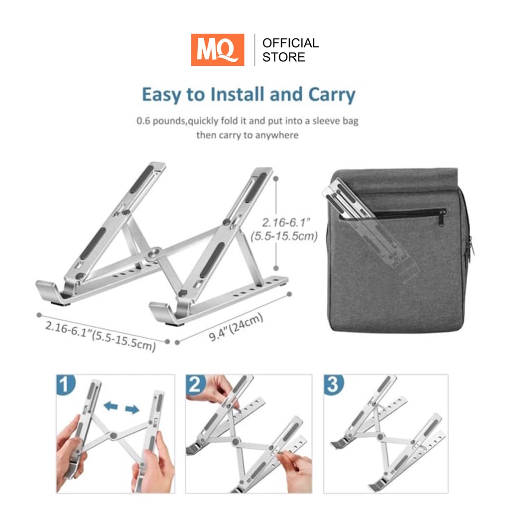 MQ Laptop Stand Holder Portable Aluminium Multifungsi Anti Slip Untuk Laptop/Notebook LS-001