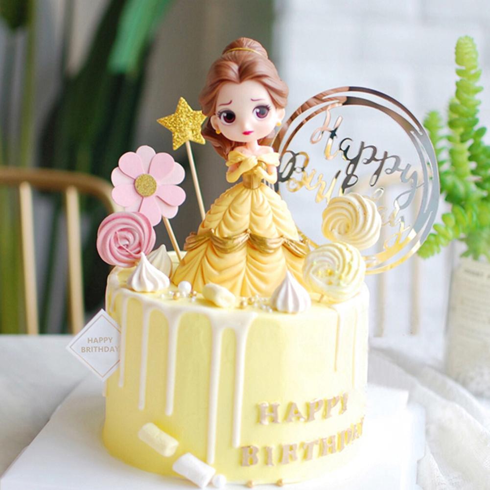 Ornamen Figure Princess Dengan Alas Untuk Dekorasi Kue Ulang Tahun Anak