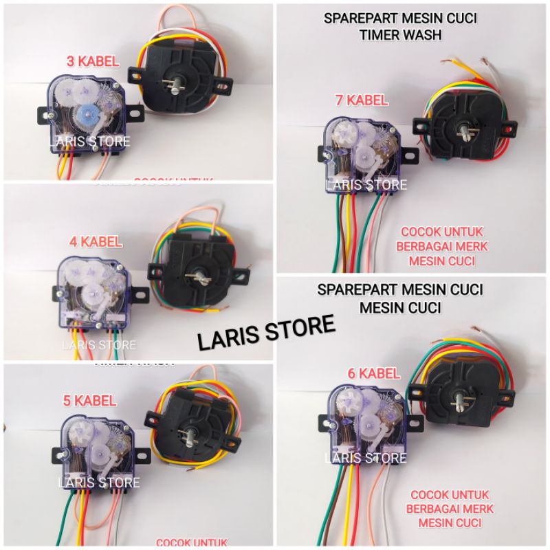 TIMER WASH MESIN CUCI 2 TABUNG LENGKAP / 3 4 5 6 7 KABEL / SHARP DLL 3 4 SOCKET / UNIVERSAL SEMUA MERK