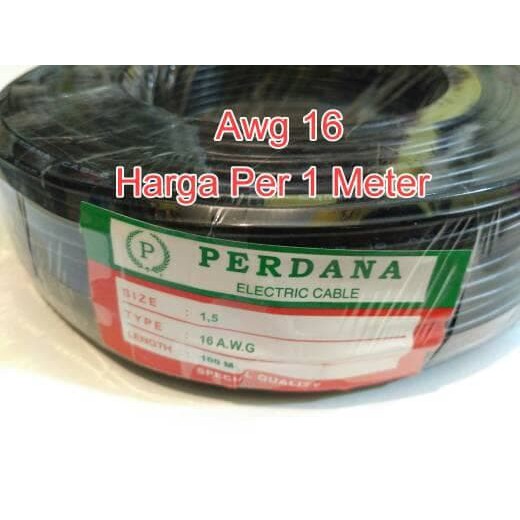 5Meter Kabel cablePerdana 1.5 awg 16 hitam Perdana