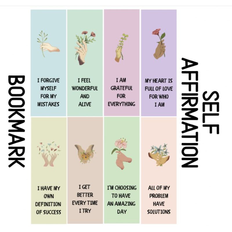 

8 self affirmation card bookmark paper goods pembatas buku quotes