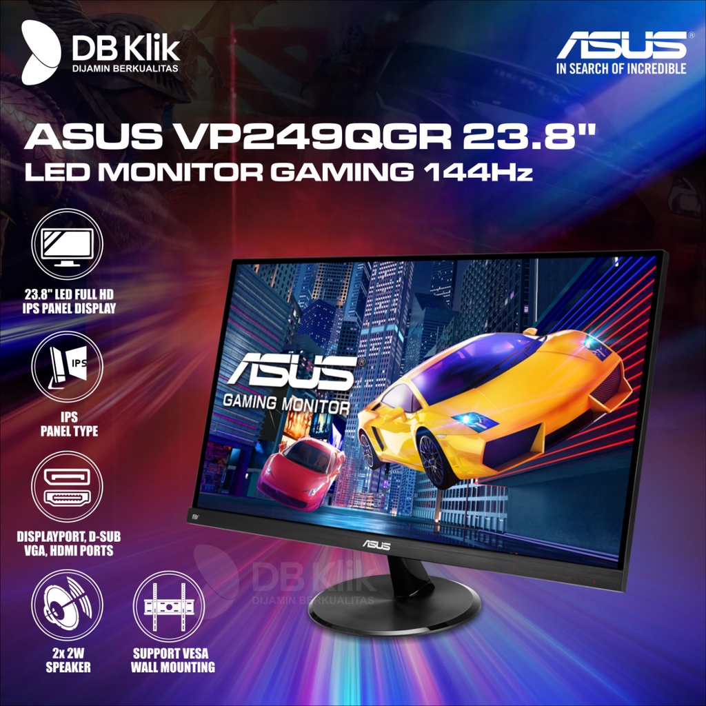 LED Monitor Gaming ASUS VP249QGR 23.8&quot; 144Hz FHD HDMI Display Port