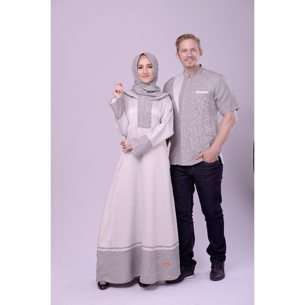 SALE Sarimbit Nibras 52 Abu / KOKO LENGAN Pendek / Gamis Ibu Nb 172 Busui seragam lebaran couple