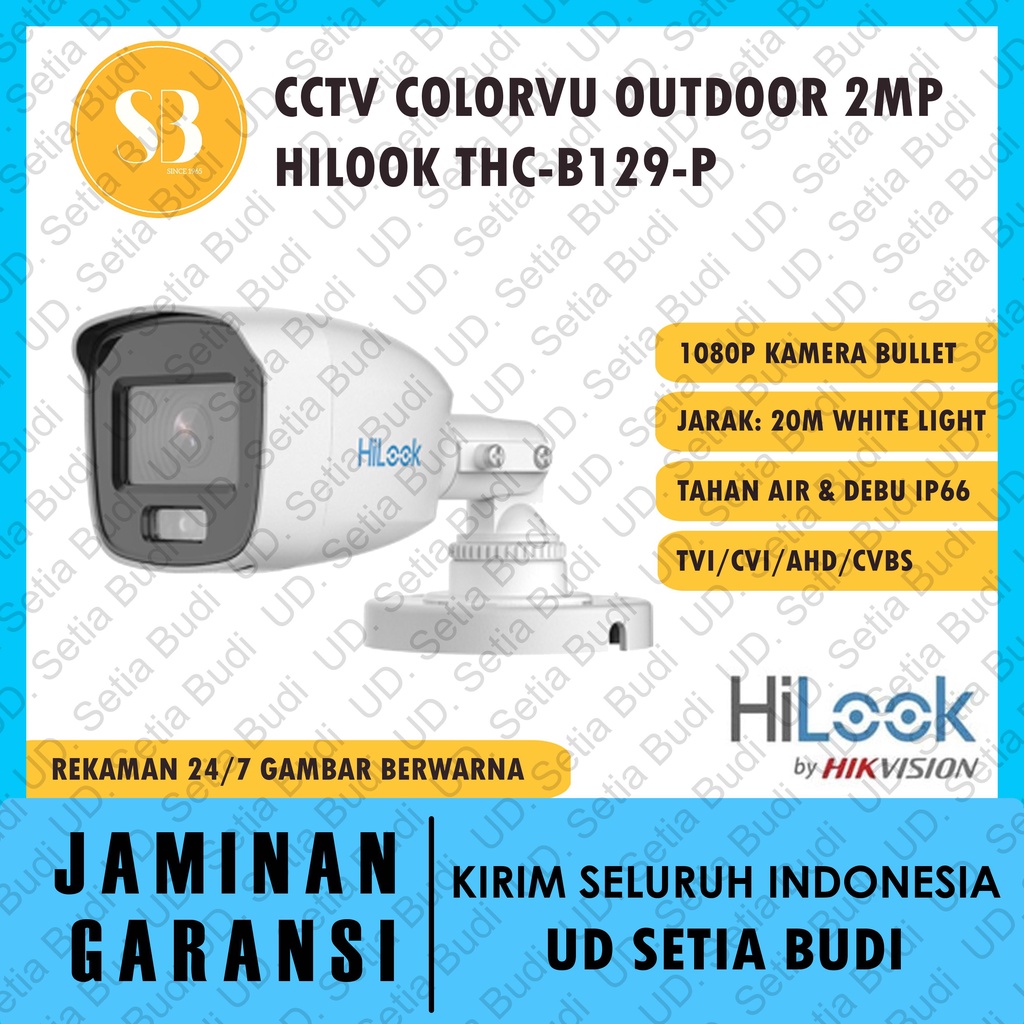 Kamera CCTV Colorvu (Warna) Outdoor 2 MP Hilook THC-B129-P