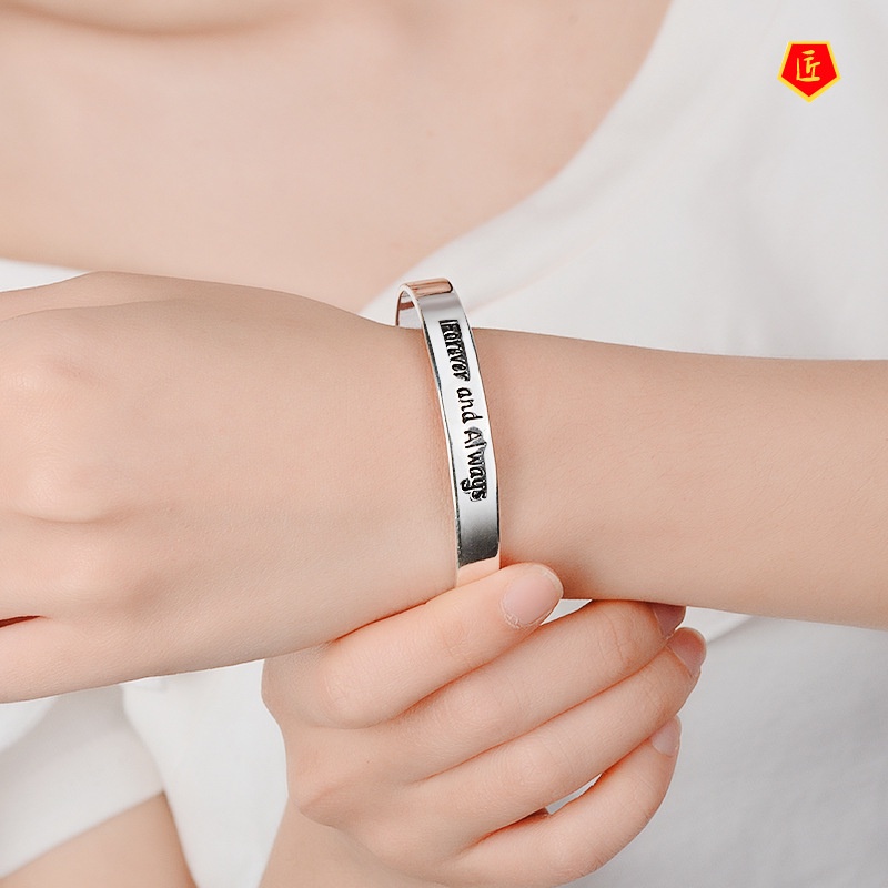 [Ready Stock]Silver Fashion Letters Opening Bracelet