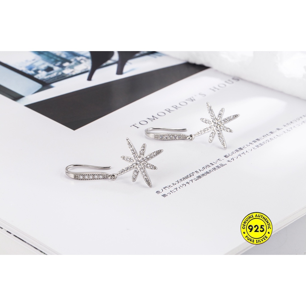 Anting Stud S925 Sterling Silver Bentuk Bintang Enam Sudut Anti Karat Untuk Wanita