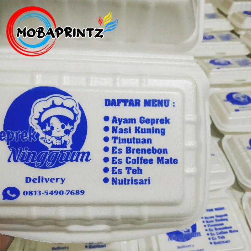 Sablon Styrofoam makanan / kotak nasi Styrofoam / Sterefoam makanan