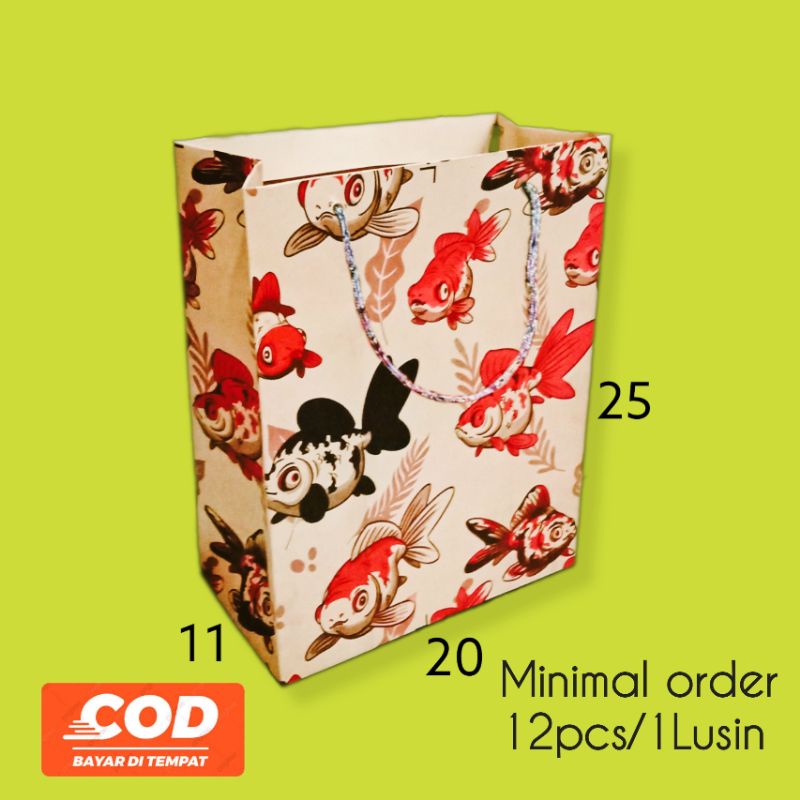 

paper bag motif/tas kertas coklat/paper bag murah/R7/ukuran P20x11x26