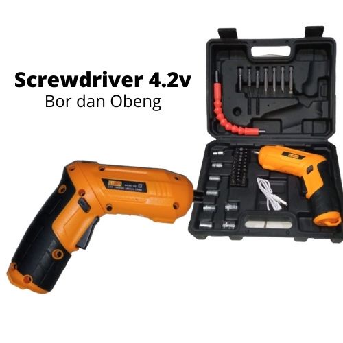 promo Terbatas!!!!Cordless Screwdriver 4.2 V / Mesin Bor Cordless Mini 48pcs Set / Bor mini / Screwdriver Baterai set