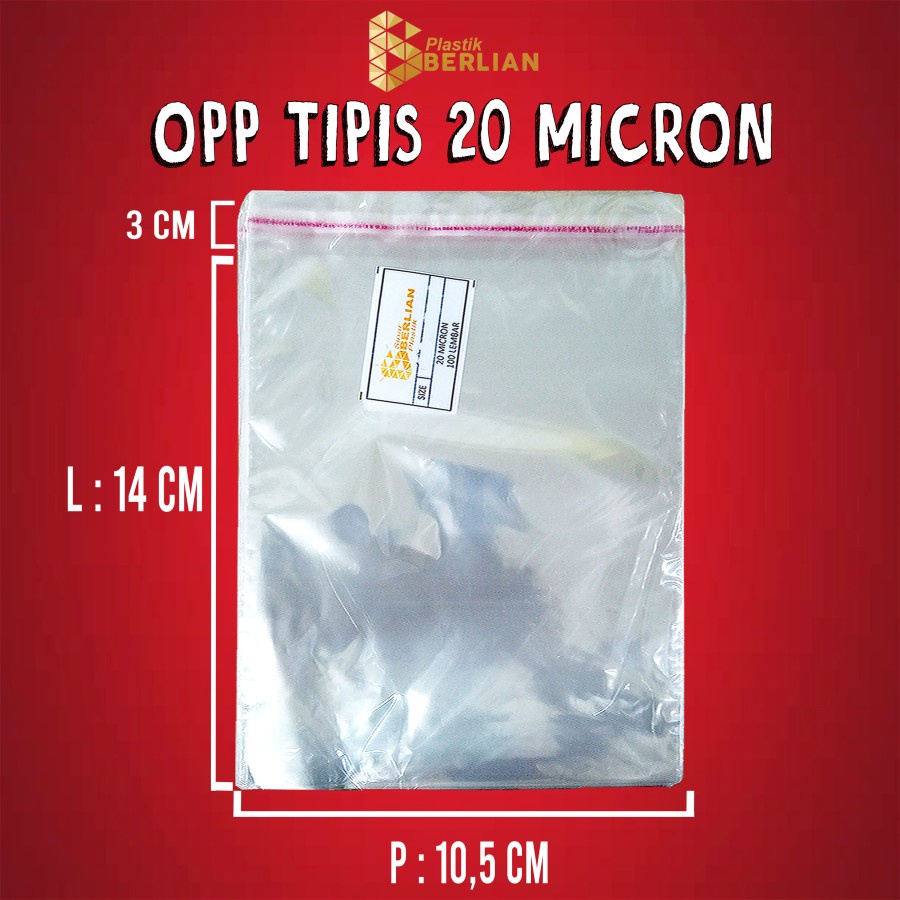 

10,5 x 14 cm Plastik OPP TIPIS (100 lbr) (lem/seal)