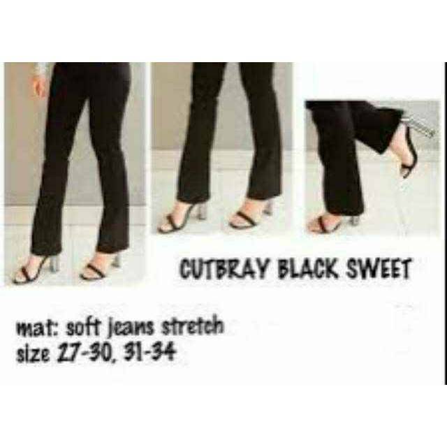 Celana jeans cutbray hitam wanita