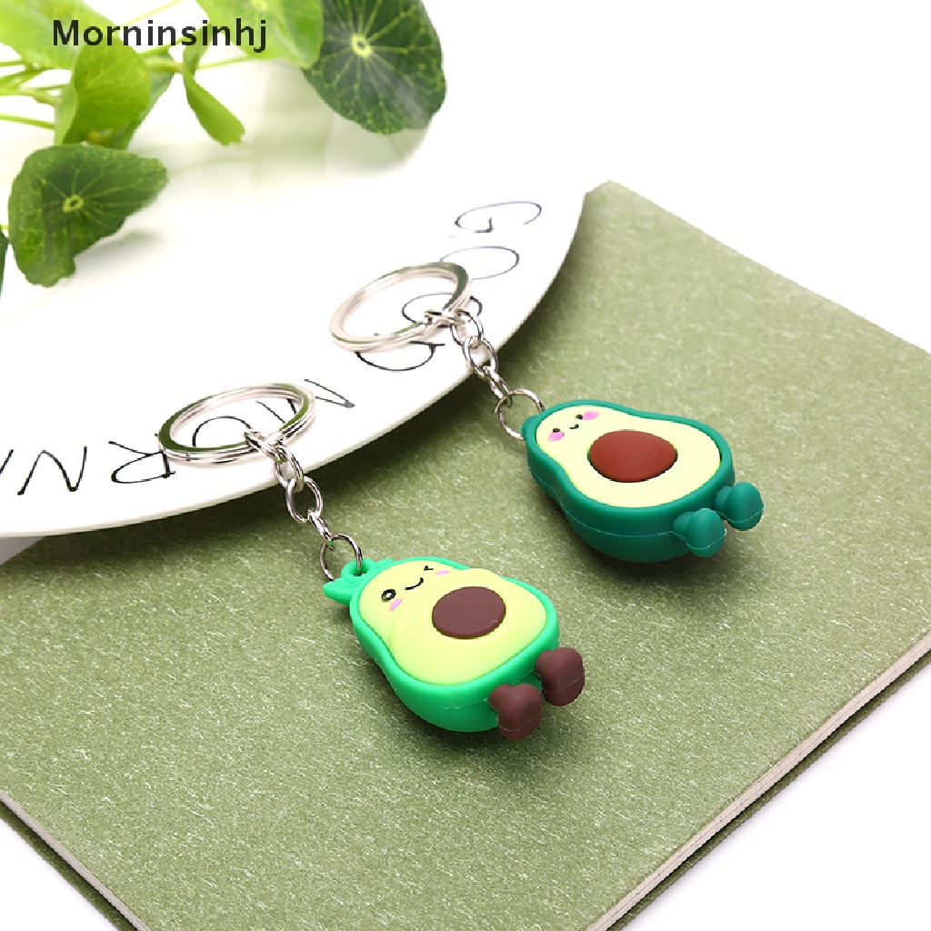 Mornin 1x Lucu Simulasi Buah Alpukat Gantungan Kunci 3D Resin Lembut Tersenyum Avocado Keychains id